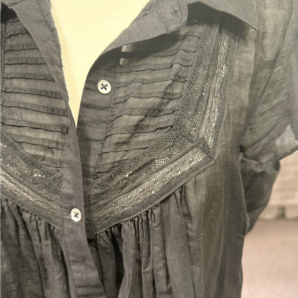 7 For All Mankind Charcoal Button-Up Blouse - Picture 3 of 5